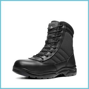 Steel Toe Work Boots Leather Fabric Slip Resistant Industrial Construction